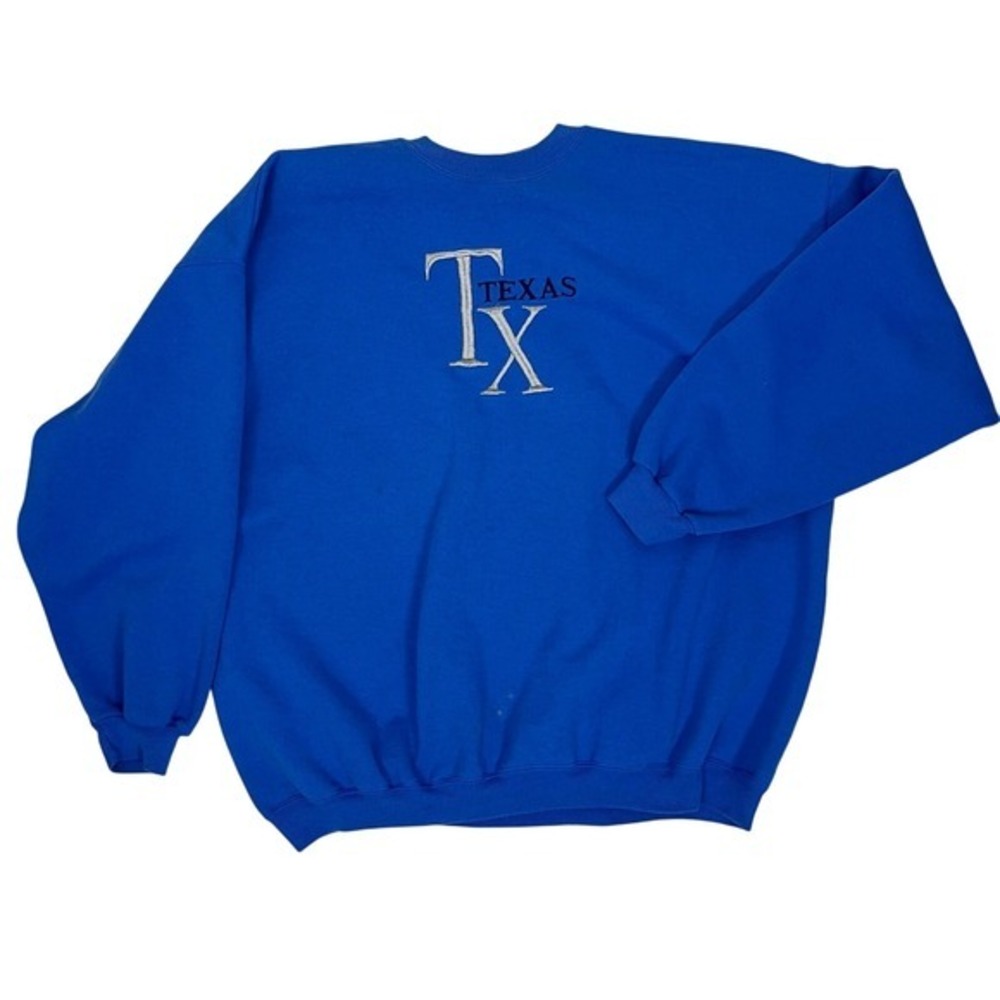Vtg Hanes Sweatshirt Mens 2XL Heavyweight Blue Texas‎ TX Made USA Mexico